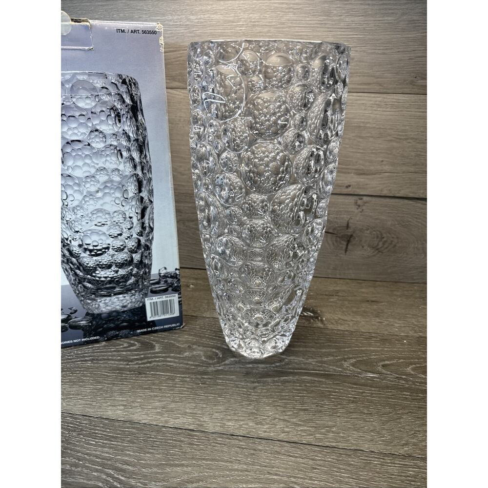 Bohemia Lisboa Crystal Bubble Vase Czech Republic Modern 13.5" Heavy 9 Lb